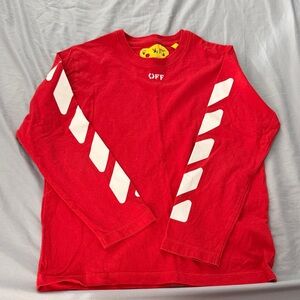 Off White Kids Red Long Sleeve Shirt